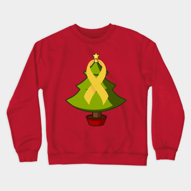 Childhood Cancer Awareness Christmas Tree Crewneck Sweatshirt by scribbler1974